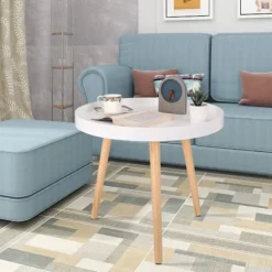 Rootz sidebord - kaffestativ - sengebord - dagligstue accent - lounge stativ - endebord - hvid - 50 x 44 cm (ø x H)