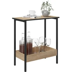 Rootz Sidebord - Kaffestativ - Dagligstue Accent - Opbevaringsskrivebord - Udstillingsplatform - Loungemøbler - Lys Eg + Sort - 50x55x25 cm