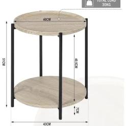 Rootz sidebord - Lille sofabord - Rundt endebord - Vintage trækorn - 43,2 cm x 49,5 cm x 43,2 cm