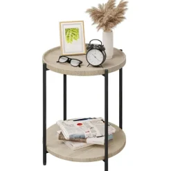Rootz sidebord - Lille sofabord - Rundt endebord - Vintage trækorn - 43,2 cm x 49,5 cm x 43,2 cm