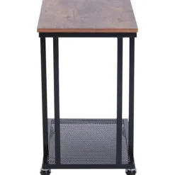 Rootz Sidebord - På hjul - C-Shape - Opbevaringshylde - Stål - MDF - Sort-brun - 51 x 36 x 61 cm