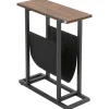 Rootz Sidebord - Sengebord - Sofabord - smalt design - Med stofpose - Stål - Mørkebrun + Sort - 49 x 19 x 55cm