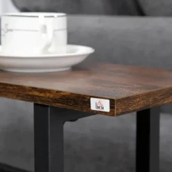 Rootz Sidebord - Sengebord - Sofabord - smalt design - Med stofpose - Stål - Mørkebrun + Sort - 49 x 19 x 55cm