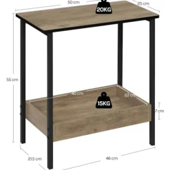 Rootz sidebord - sofabord - konsolbord - metal og træ - brunt og sort look - holdbart og vandafvisende - 50x55x25 cm