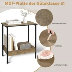 Rootz sidebord - sofabord - konsolbord - metal og træ - brunt og sort look - holdbart og vandafvisende - 50x55x25 cm