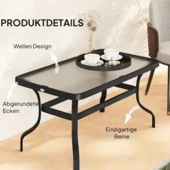 Rootz sidebord - sofabord - balkonbord - stilfuld skaft design - afrundede hjørner - 95x55x46 cm sort sort