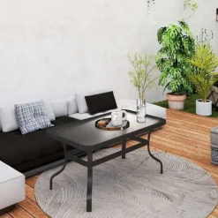 Rootz sidebord - sofabord - balkonbord - stilfuld skaft design - afrundede hjørner - 95x55x46 cm sort sort