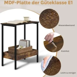 Rootz sidebord - sofabord - konsolbord - Robust og vandafvisende - 50 cm x 55 cm x 25 cm -brown & black metal ramme