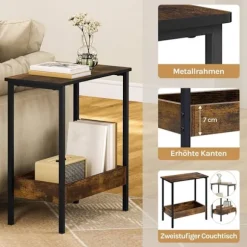 Rootz sidebord - sofabord - konsolbord - Robust og vandafvisende - 50 cm x 55 cm x 25 cm -brown & black metal ramme