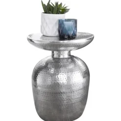 Rootz sidebord aluminium 36 x 46 x 36 cm bord sølv orientalsk rundt - Designer arkiveringsbord metal moderne - Lille bord - Lille Hammerschlag Abstell | Fyndiq