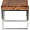 Rootz sidebord massivt træ sheesham stuebord metalstel sofabord country house style mørkebrun naturlig