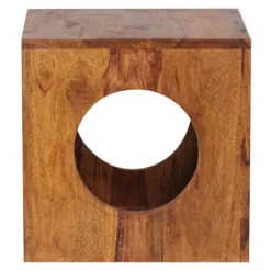 Rootz sidebord massivt træ Sheesham 35x35 cm Cube stuebord design landlig sofabord firkantet