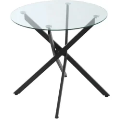 Rootz Sidebord med sikkerhedsglas - Rundt sofabord - Sofabord - Glasbord - Stue - Soveværelse - Metal - Sort - 80 x 80 x 75 cm