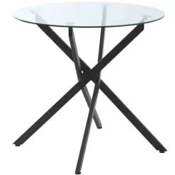 Rootz Sidebord med sikkerhedsglas - Rundt sofabord - Sofabord - Glasbord - Stue - Soveværelse - Metal - Sort - 80 x 80 x 75 cm