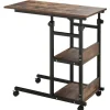 Rootz sidebord på hjul - 4 hylder - Højdejusterbart - Sofabord - E1 spånplade - PP plast - Sort - 80L x 40W x 72-82H cm