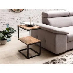 Rootz sidebord S-form massiv træ akacie - metal 45 x 60 x 30 cm - Design Stuebord Landlig stil - Anstellisch opbevaringsbord firkantet