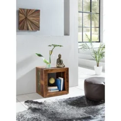 Rootz Sidebord Shabby-Chic Genbrug Mango massivt træ bord brun Lille bord 45x45x35cm Design Cube