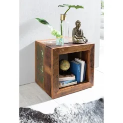 Rootz Sidebord Shabby-Chic Genbrug Mango massivt træ bord brun Lille bord 45x45x35cm Design Cube