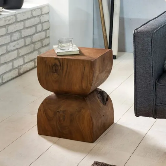 Rootz sidebord WL1.562 Sheesham massivt træ 30x45x30cm Rustikt dekorativt bord - Blomsterbord Lille træbord - Sofa-tillægsbord Brun- Lille ægte træbor | Fyndiq