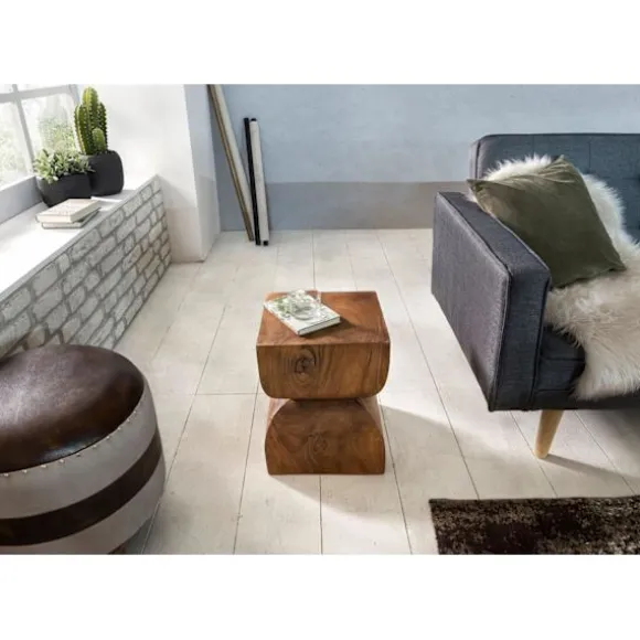 Rootz sidebord WL1.562 Sheesham massivt træ 30x45x30cm Rustikt dekorativt bord - Blomsterbord Lille træbord - Sofa-tillægsbord Brun- Lille ægte træbor | Fyndiq