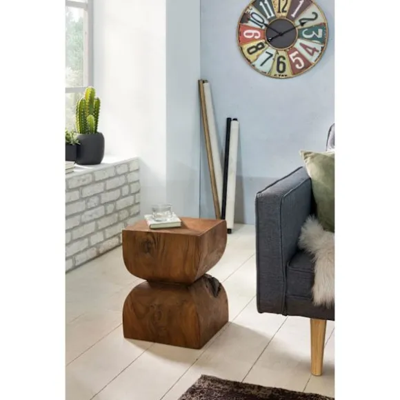 Rootz sidebord WL1.562 Sheesham massivt træ 30x45x30cm Rustikt dekorativt bord - Blomsterbord Lille træbord - Sofa-tillægsbord Brun- Lille ægte træbor | Fyndiq