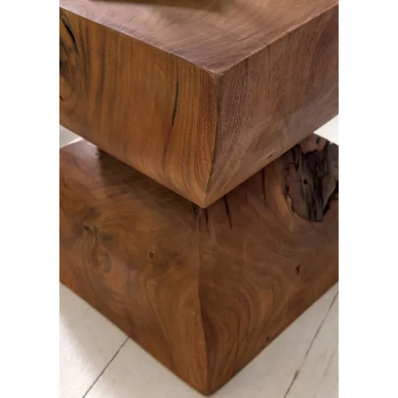 Rootz sidebord WL1.562 Sheesham massivt træ 30x45x30cm Rustikt dekorativt bord - Blomsterbord Lille træbord - Sofa-tillægsbord Brun- Lille ægte træbor | Fyndiq