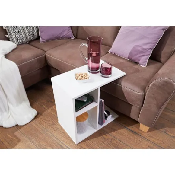 Rootz sidebord 50x50x30 cm træ hvid design sidebord sofa - Sofabord lille moderne - Lille sofabord firkantet - Sofabord højt - Smalt bord stue