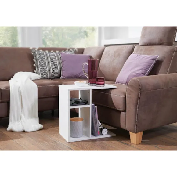 Rootz sidebord 50x50x30 cm træ hvid design sidebord sofa - Sofabord lille moderne - Lille sofabord firkantet - Sofabord højt - Smalt bord stue