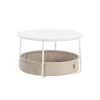 Rootz sidebordssæt - endebord - stofkurv - opbevaringsløsning - 75 cm x 45 cm - 71,5 cm x 15 cm - mat hvid - kamelbrun