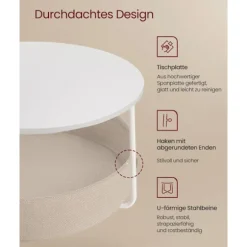 Rootz sidebordssæt - endebord - stofkurv - opbevaringsløsning - 75 cm x 45 cm - 71,5 cm x 15 cm - mat hvid - kamelbrun