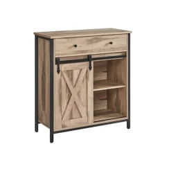 Rootz Sideskab - Opbevaringsenhed - Spånpladestål - Eg Brun-Sort - 30 cm x 70 cm x 80 cm - Heavy-Duty - Skuffe - 20,3 kg Vægt - 30 kg Kapacitet