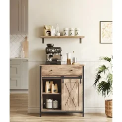 Rootz Sideskab - Opbevaringsenhed - Spånpladestål - Eg Brun-Sort - 30 cm x 70 cm x 80 cm - Heavy-Duty - Skuffe - 20,3 kg Vægt - 30 kg Kapacitet