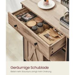 Rootz Sideskab - Opbevaringsenhed - Spånpladestål - Eg Brun-Sort - 30 cm x 70 cm x 80 cm - Heavy-Duty - Skuffe - 20,3 kg Vægt - 30 kg Kapacitet