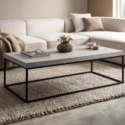 Rootz Simple sofabord - Moderne bord - Stor hyldebord - Robust metalramme - 120 cm x 60 cm x 38 cm
