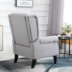 Rootz Single Sofa Hvilestol - Enkelt Stol Sofa Hvilestol - Tuftet træ - Fødder Polyester Hvilestol - Grå Hvilestol - 76 X 86 X 108 Cm