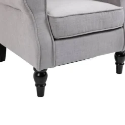 Rootz Single Sofa Hvilestol - Enkelt Stol Sofa Hvilestol - Tuftet træ - Fødder Polyester Hvilestol - Grå Hvilestol - 76 X 86 X 108 Cm