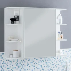 Rootz skab hvid 80x64,5x20cm spånplade - Spejlskab Moderne - Design badeværelseshylde Fritsvævende - Skab med spejl - Badeværelsesskab træ - Vægmøbel | Fyndiq
