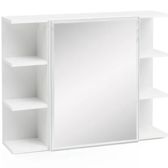 Rootz skab hvid 80x64,5x20cm spånplade - Spejlskab Moderne - Design badeværelseshylde Fritsvævende - Skab med spejl - Badeværelsesskab træ - Vægmøbel | Fyndiq