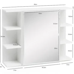 Rootz skab hvid 80x64,5x20cm spånplade - Spejlskab Moderne - Design badeværelseshylde Fritsvævende - Skab med spejl - Badeværelsesskab træ - Vægmøbel | Fyndiq