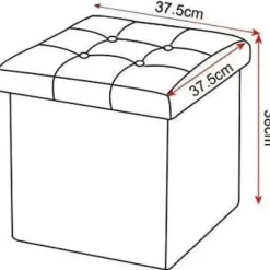 Rootz skammel med opbevaring - Opbevaringsbænk - Foldbar osmannisk - Linnedstof - 37,5 cm x 38 cm x 37,5 cm - Pladsbesparende - Åndbar - 38L opbevarin | Fyndiq
