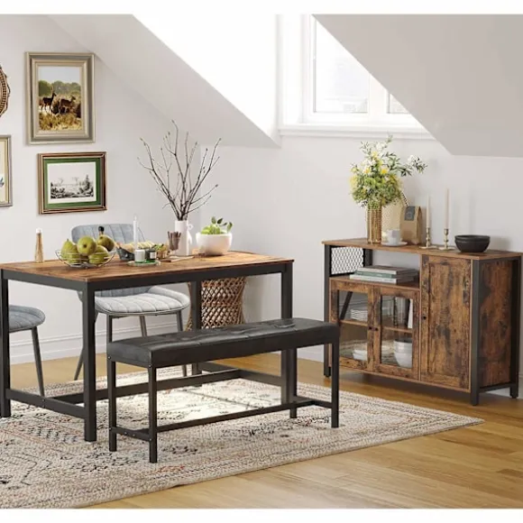 Rootz skænk - Køkkenskab - Porcelænsskab - Opbevaringsskab - 3 døre - Opbevaringsrum - Industrielt - Brun - Sort - Vintage - 110 x 33 x 75 cm
