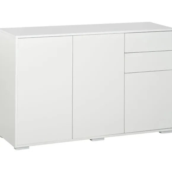 Rootz skænk - Kommode - 2 skuffer - Stående skab - Push-click - Spånplade - Hvid - 117 Cm X 36 Cm X 74 Cm