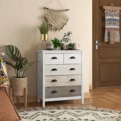 Rootz skænk - Kommode - Opbevaringsskab - Generøs opbevaring - Robust MDF & fyrretræ - Anti-Tip beskyttelse - 38D x 70W x 85H cm