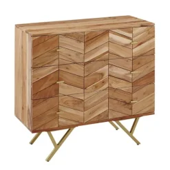 Rootz skænk - Massivt træ Akacie - Metal - Kommode - 3 skuffer - 90 x 86,5 x 40 cm - Brun