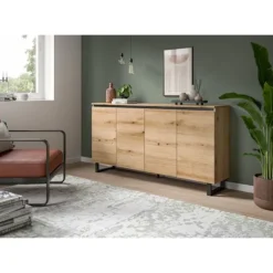 Rootz skænk - Opbevaringsskab - Buffet Unit - Rig opbevaring - 160x84x36cm brun og sort