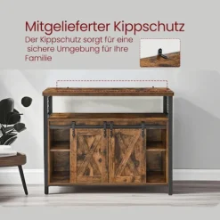 Rootz skænk køkkenskab - opbevaringsskab - træspanel - stål - vintage stil - 100 x 33 x 80 cm