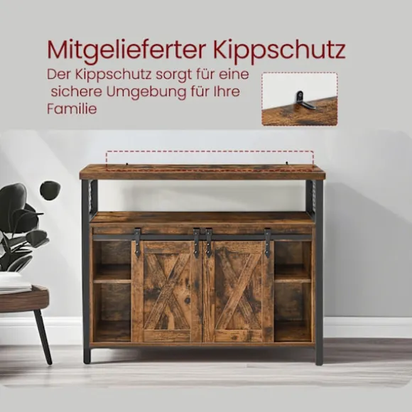 Rootz skænk køkkenskab - opbevaringsskab - træspanel - stål - vintage stil - 100 x 33 x 80 cm