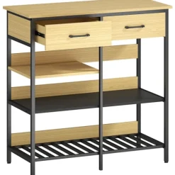 Rootz skænk kommode - Køkkenskab - Opbevaringsorganisator - Industriel stil, stor kapacitet, 90 x 40 x 91 cm, brun og sort