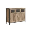 Rootz skænk med glasdøre - opbevaringsskab - træskaber - stålramme - holdbar konstruktion - 35 cm x 100 cm x 75 cm