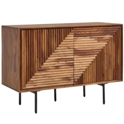 Rootz skænk 100x71x40 cm massivt sheesham træ - metal skænk - kommode med to låger - Kommode skab træ moderne - Stå skab stue